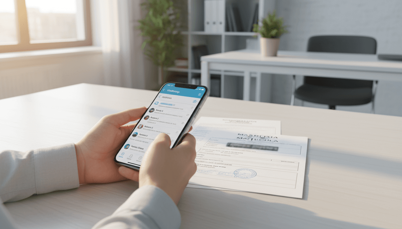 Persona contactando por WhatsApp sobre transferencia de vehículos