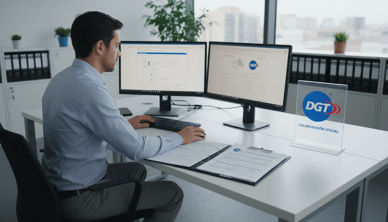 Gestor administrativo realizando transferencia telemática de vehículo