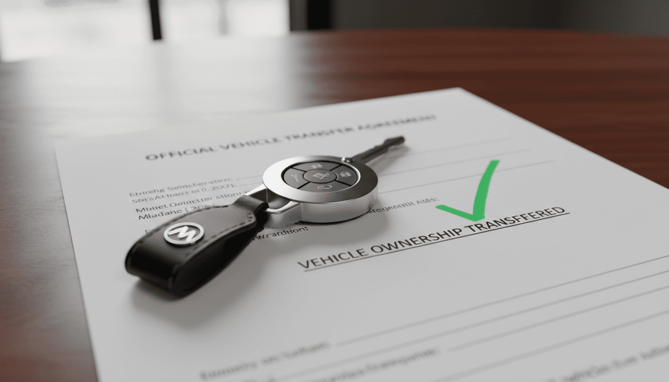 Documentación de transferencia de coche completada y aprobada