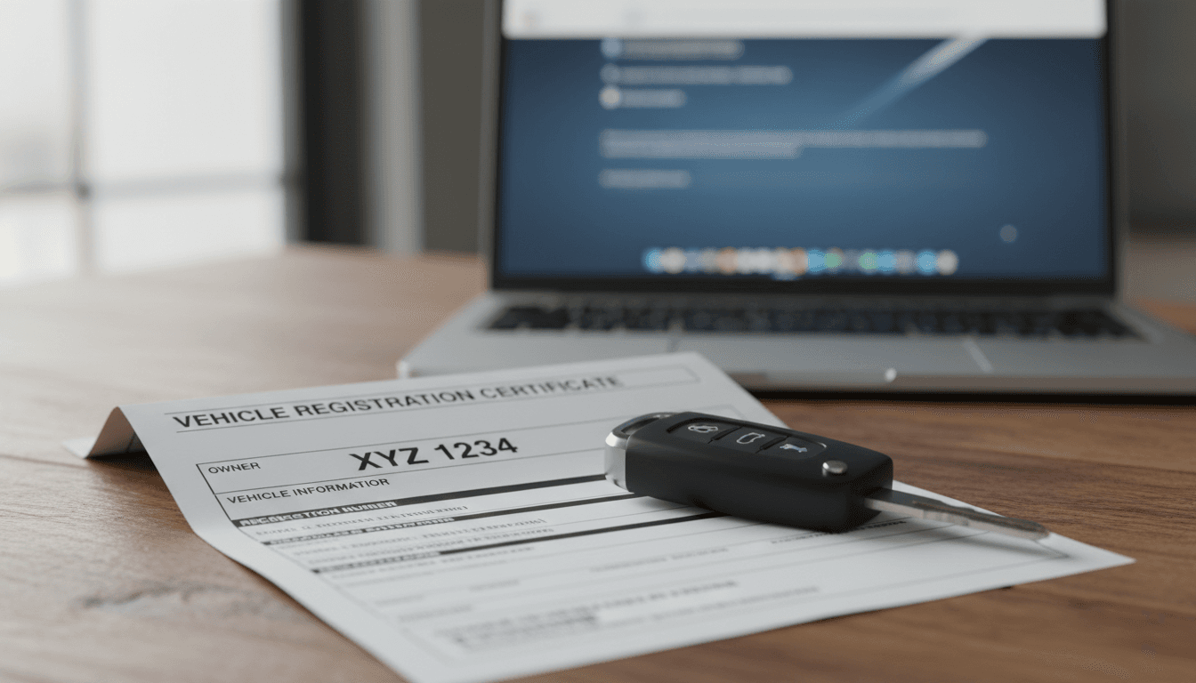 Documentación de transferencia de vehículo y matrícula del coche