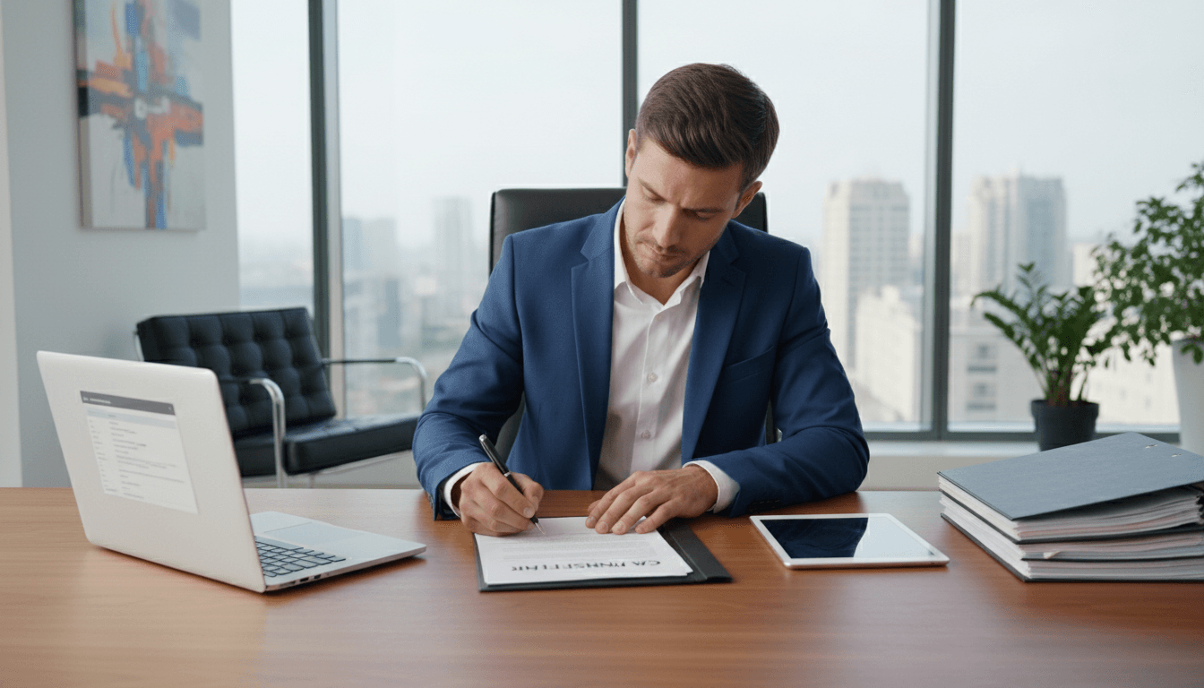 Gestor profesional tramitando transferencia de vehículo de forma telemática