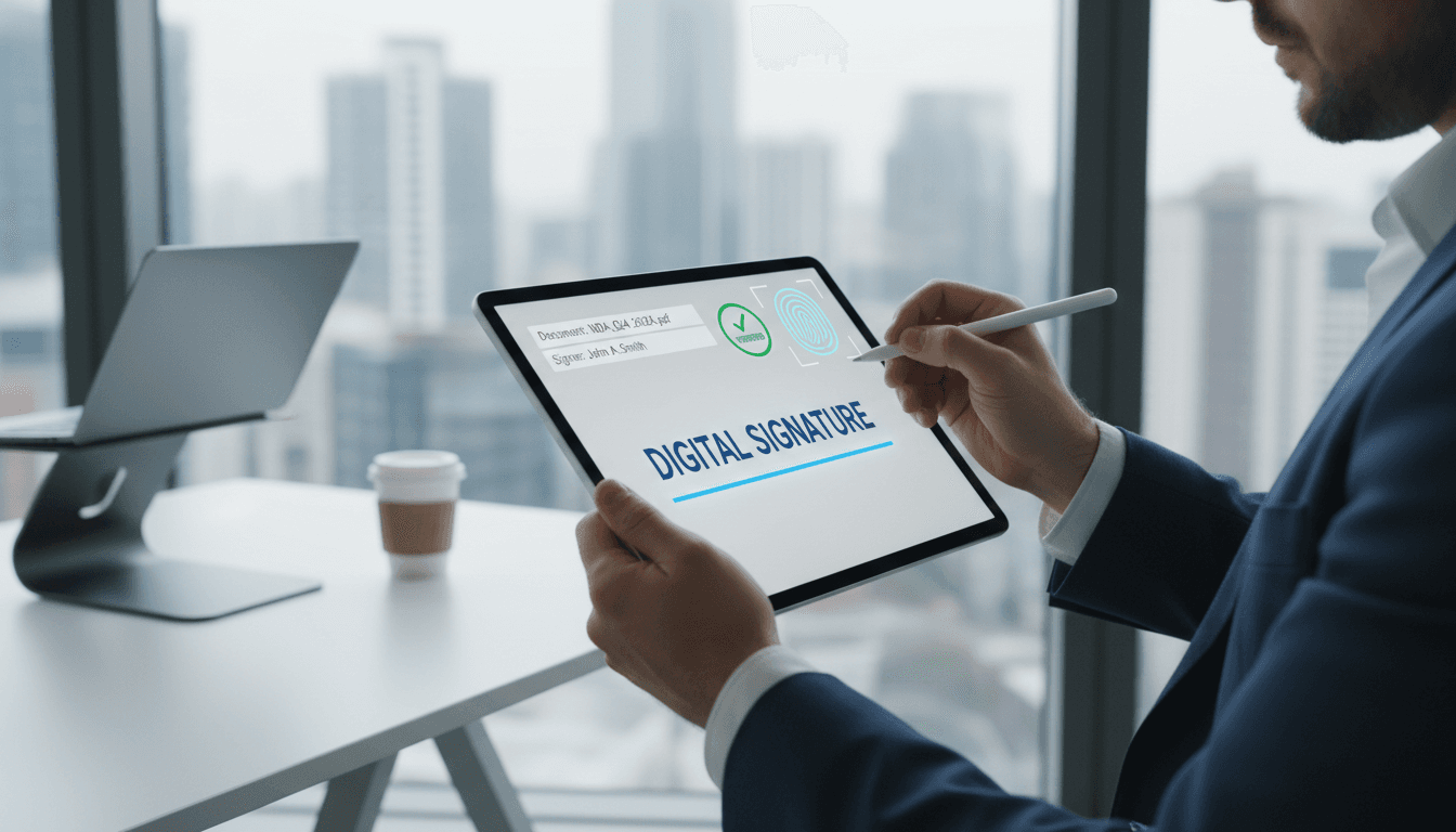 Firma electrónica segura por SMS en tablet