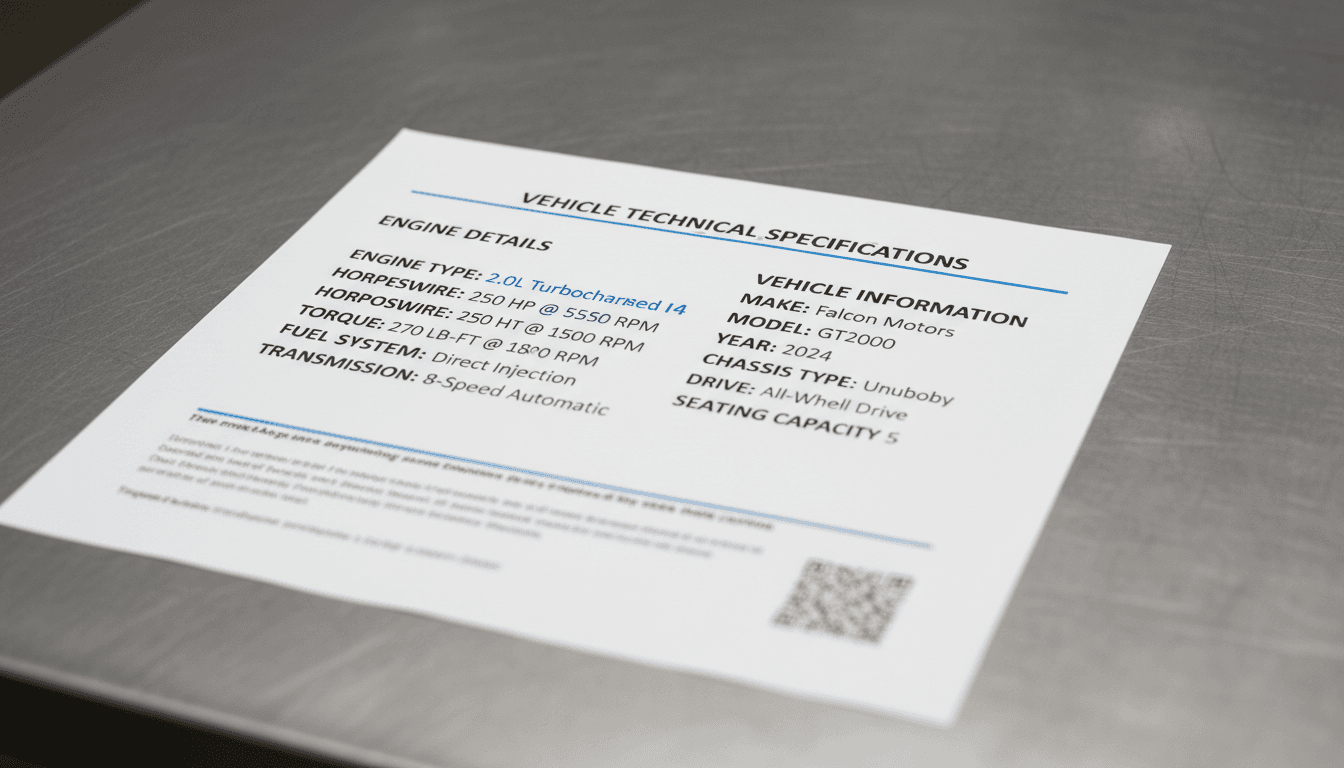 Ficha técnica del vehículo