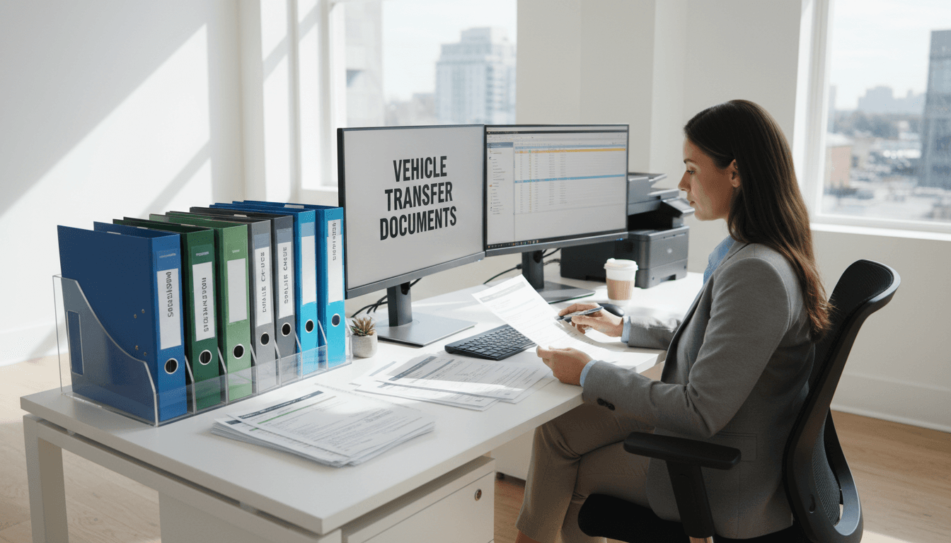 Gestor administrativo realizando trámite de transferencia de vehículo