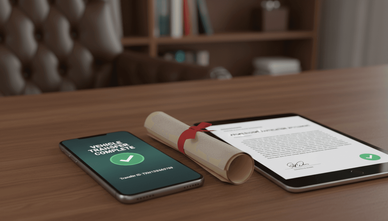 Justificante de transferencia completado al instante en pantalla móvil