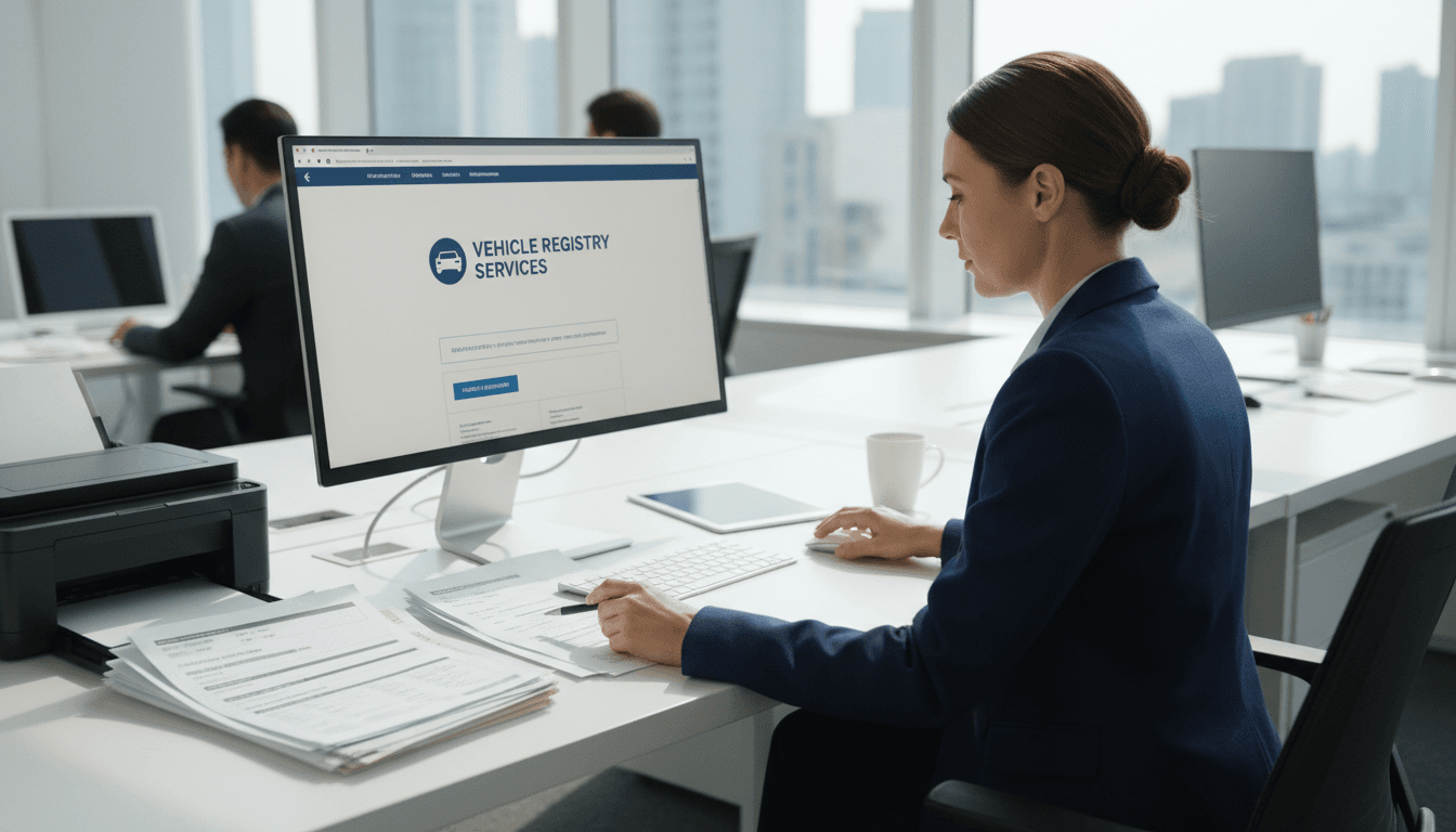 Gestor profesional tramitando matriculación de vehículo de forma telemática