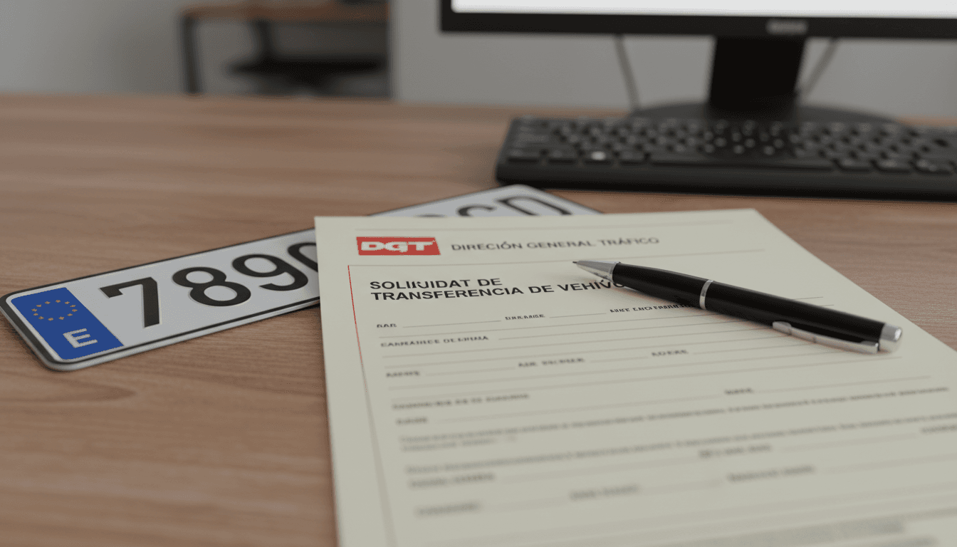 Matrícula de coche y documentación de transferencia