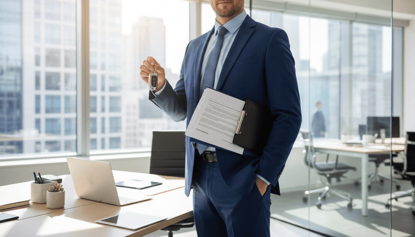 Gestor completando trámite de transferencia de coche